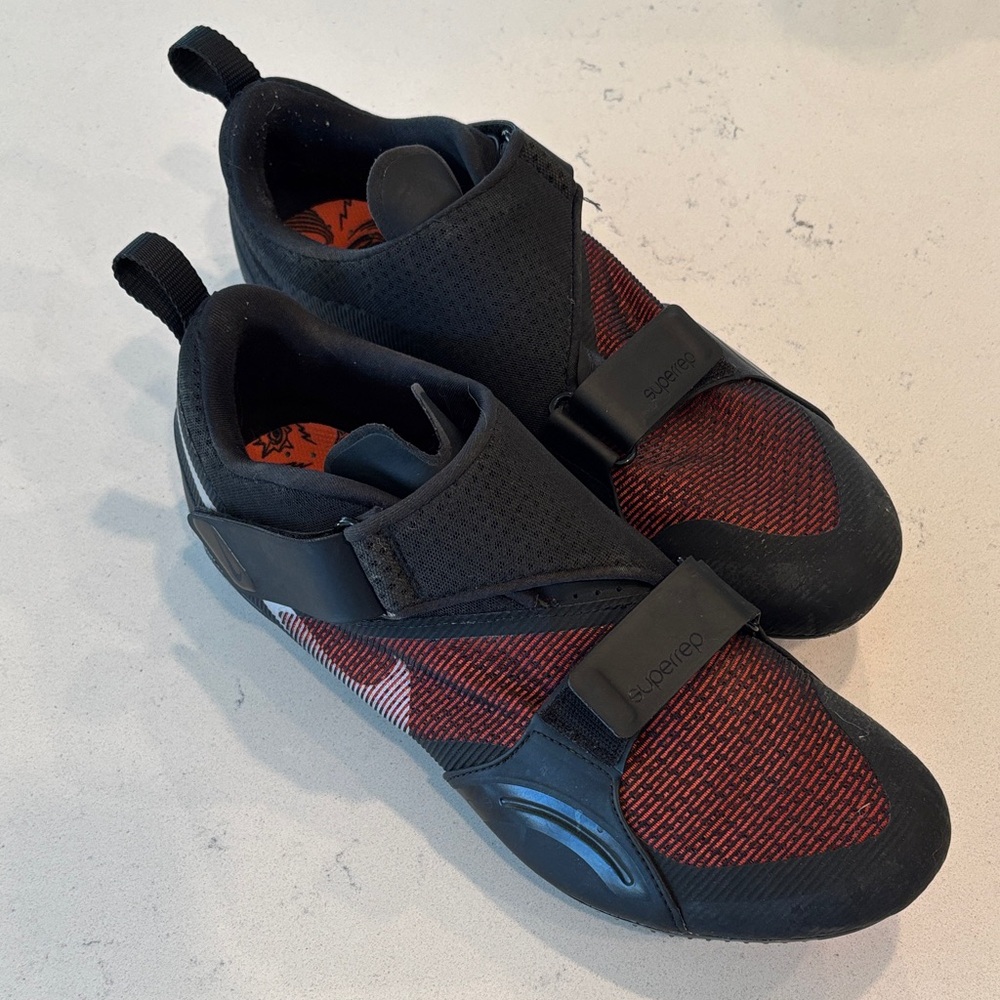 Nike Black and Hyper Crimson Superrep Cycling Shoes